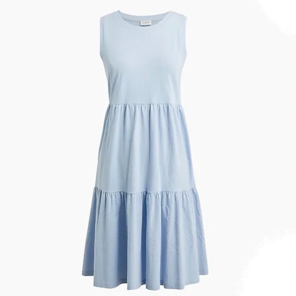 J.Crew arctic blue sleeveless knit tiered mini dress